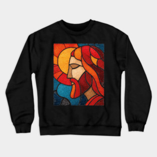 The Savior Jesus Christ | A Sacred Stained Glass Tapestry Crewneck Sweatshirt