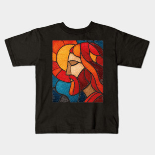 The Savior Jesus Christ | A Sacred Stained Glass Tapestry Kids T-Shirt