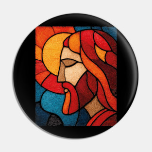 The Savior Jesus Christ | A Sacred Stained Glass Tapestry Pin