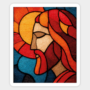 The Savior Jesus Christ | A Sacred Stained Glass Tapestry Magnet