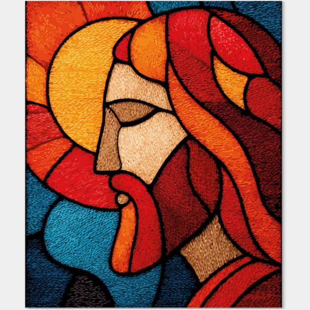 The Savior Jesus Christ | A Sacred Stained Glass Tapestry Wall Art by TuncGK