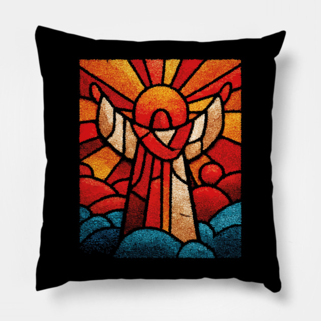 The Seraph | A Celestial Stained Glass Icon Pillow by TuncGK