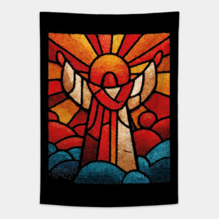 The Seraph | A Celestial Stained Glass Icon Tapestry