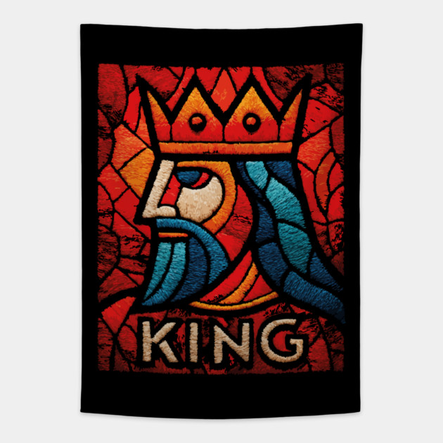The King | A Regal Playing Card Portrait Tapestry by TuncGK