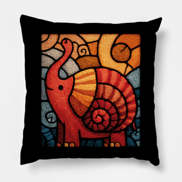 The Elephnail | A Whimsical Folk Art Creature Pillow by TuncGK