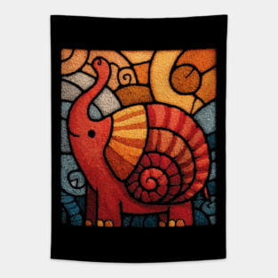 The Elephnail | A Whimsical Folk Art Creature Tapestry