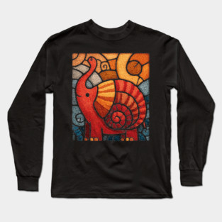 The Elephnail | A Whimsical Folk Art Creature Long Sleeve T-Shirt