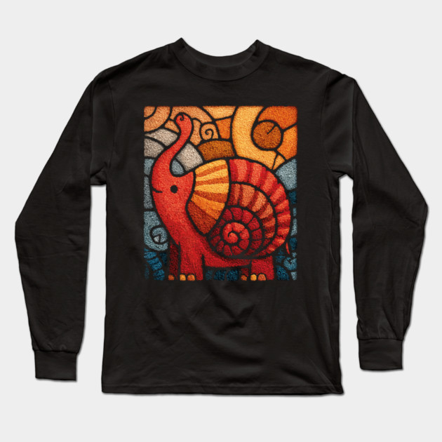 The Elephnail | A Whimsical Folk Art Creature Long Sleeve T-Shirt by TuncGK