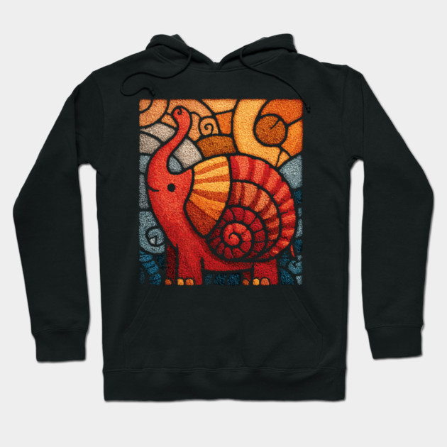 The Elephnail | A Whimsical Folk Art Creature Hoodie by TuncGK