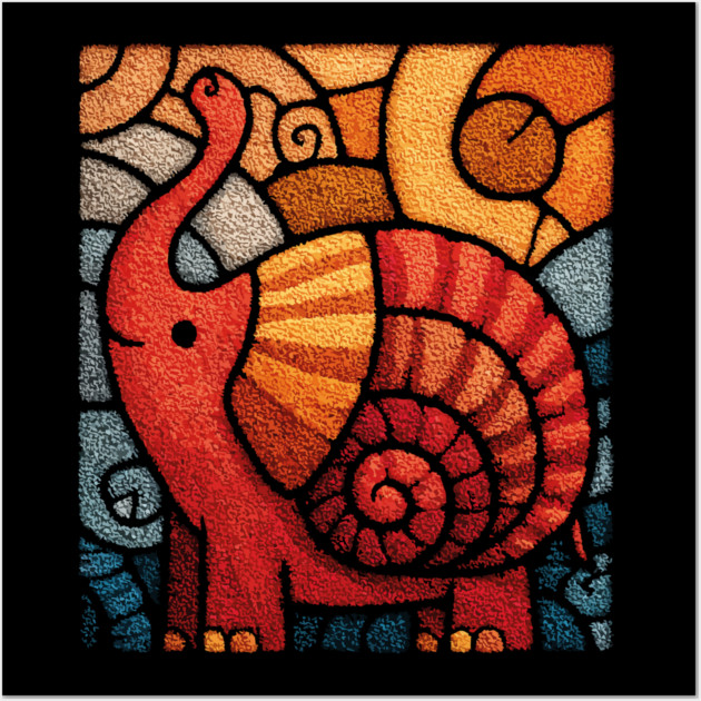 The Elephnail | A Whimsical Folk Art Creature Wall Art by TuncGK