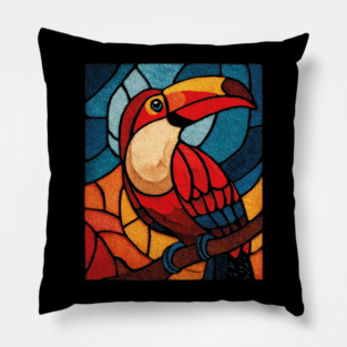 The Jungle Jewel | A Tropical Stained Glass Portrait Pillow
