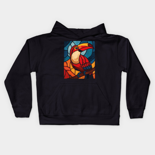 The Jungle Jewel | A Tropical Stained Glass Portrait Kids Hoodie by TuncGK
