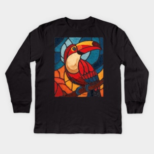 The Jungle Jewel | A Tropical Stained Glass Portrait Kids Long Sleeve T-Shirt