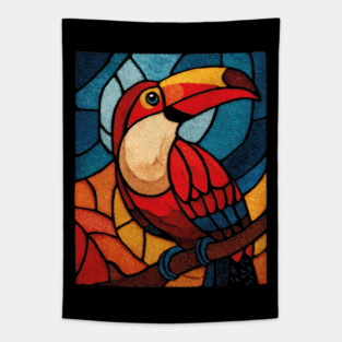 The Jungle Jewel | A Tropical Stained Glass Portrait Tapestry