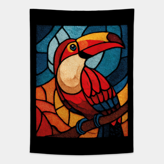 The Jungle Jewel | A Tropical Stained Glass Portrait Tapestry by TuncGK