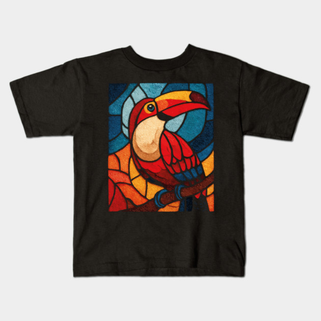 The Jungle Jewel | A Tropical Stained Glass Portrait Kids T-Shirt by TuncGK
