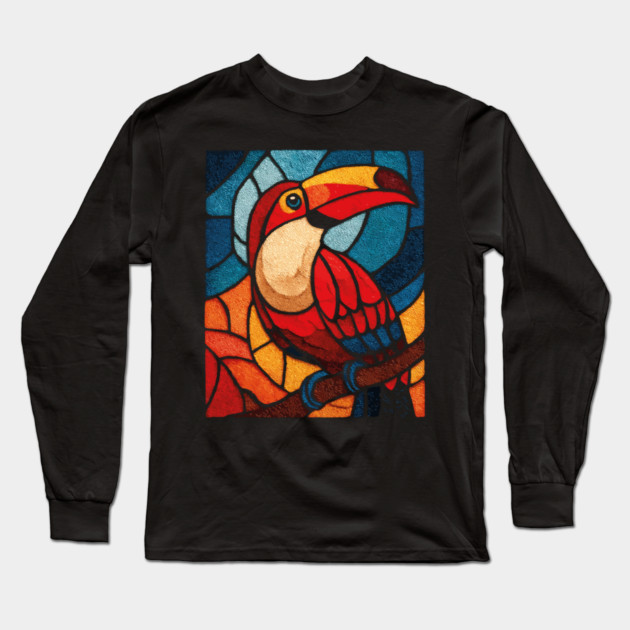 The Jungle Jewel | A Tropical Stained Glass Portrait Long Sleeve T-Shirt by TuncGK