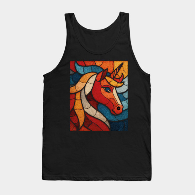 The Mythic Steed | A Stained Glass Unicorn Tank Top by TuncGK