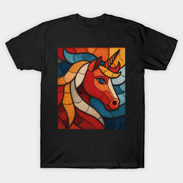 The Mythic Steed | A Stained Glass Unicorn T-Shirt by TuncGK