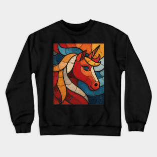 The Mythic Steed | A Stained Glass Unicorn Crewneck Sweatshirt