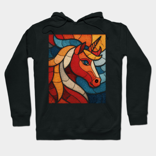 The Mythic Steed | A Stained Glass Unicorn Hoodie by TuncGK