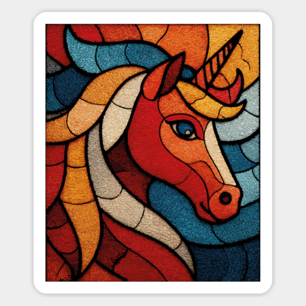 The Mythic Steed | A Stained Glass Unicorn Magnet by TuncGK
