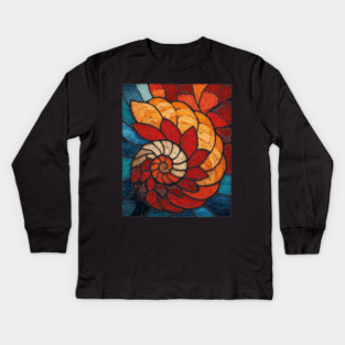 The Ancient Spiral | A Fossilized Tapestry Kids Long Sleeve T-Shirt