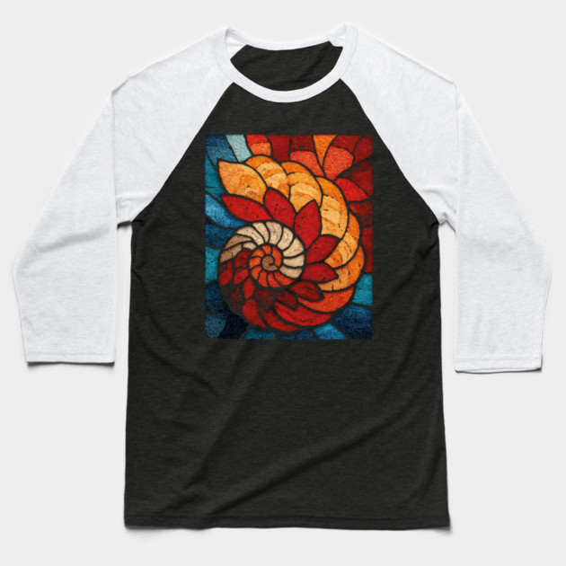 The Ancient Spiral | A Fossilized Tapestry Baseball T-Shirt by TuncGK