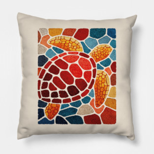 The Ocean Elder | A Sea Turtle Mosaic Pillow