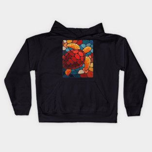 The Ocean Elder | A Sea Turtle Mosaic Kids Hoodie