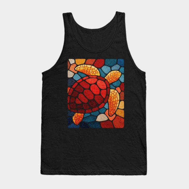 The Ocean Elder | A Sea Turtle Mosaic Tank Top by TuncGK