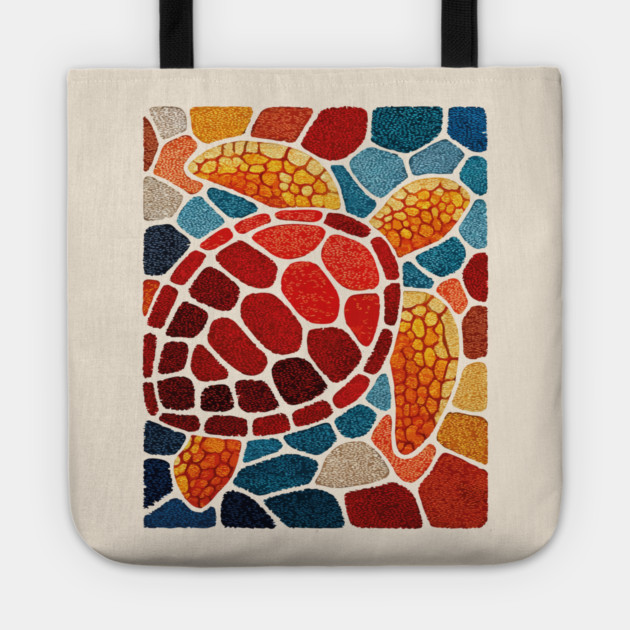 The Ocean Elder | A Sea Turtle Mosaic Tote by TuncGK