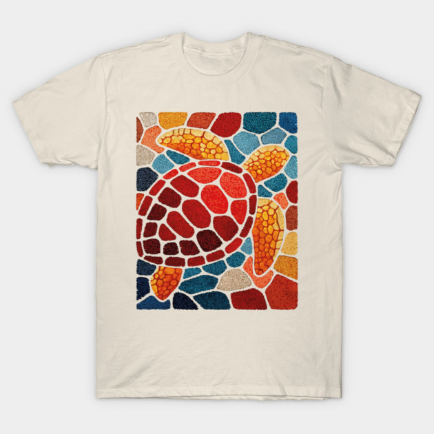 The Ocean Elder | A Sea Turtle Mosaic T-Shirt by TuncGK