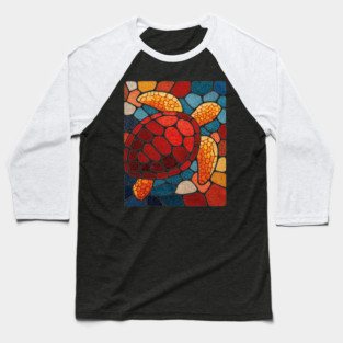 The Ocean Elder | A Sea Turtle Mosaic Baseball T-Shirt