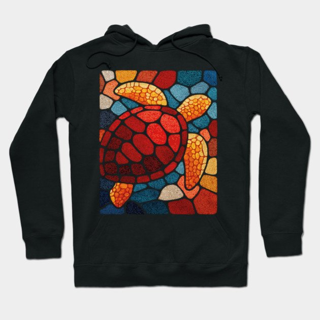 The Ocean Elder | A Sea Turtle Mosaic Hoodie by TuncGK