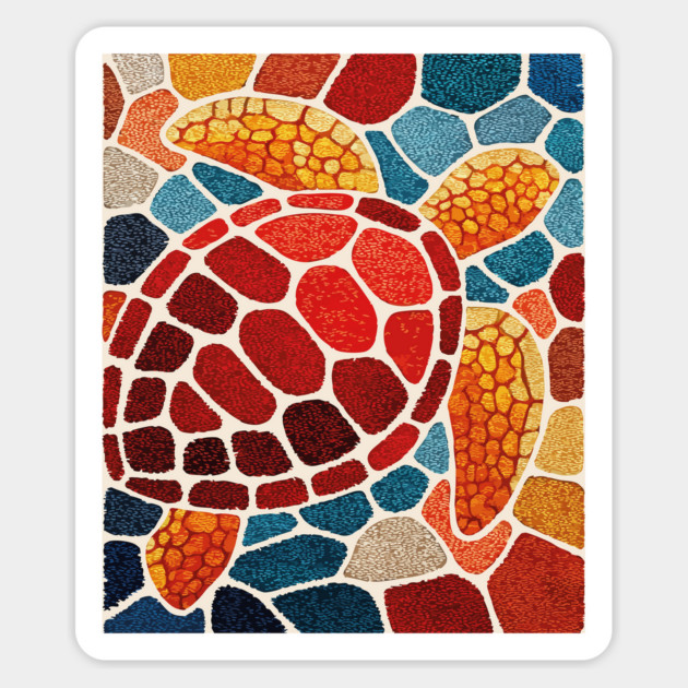 The Ocean Elder | A Sea Turtle Mosaic Magnet by TuncGK