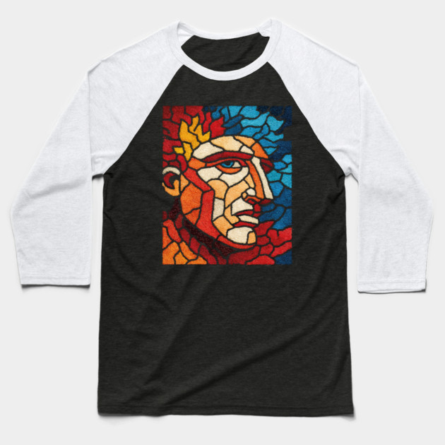 The Titan | A Mythological Mosaic Portrait Baseball T-Shirt by TuncGK