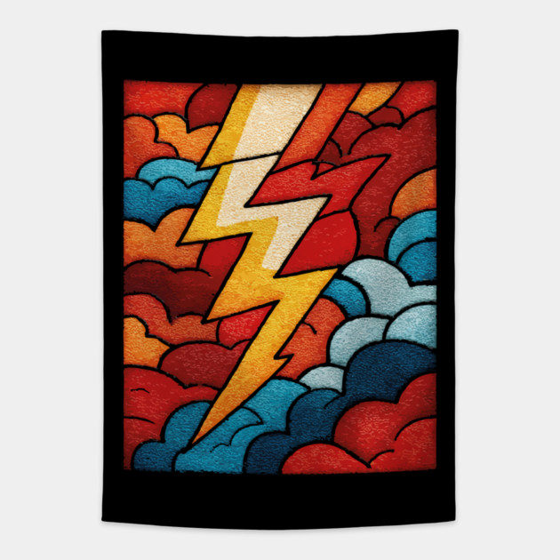 The Stormbolt | A Graphic Weather Tapestry Tapestry by TuncGK