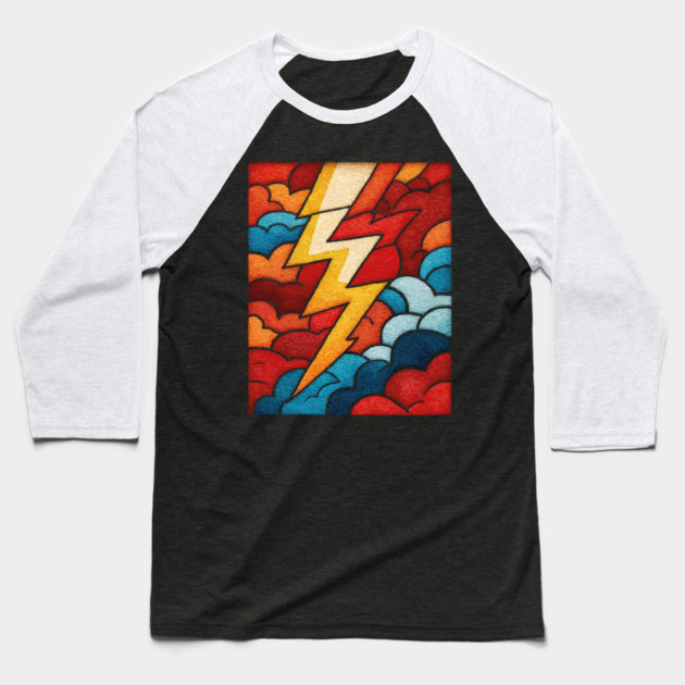 The Stormbolt | A Graphic Weather Tapestry Baseball T-Shirt by TuncGK