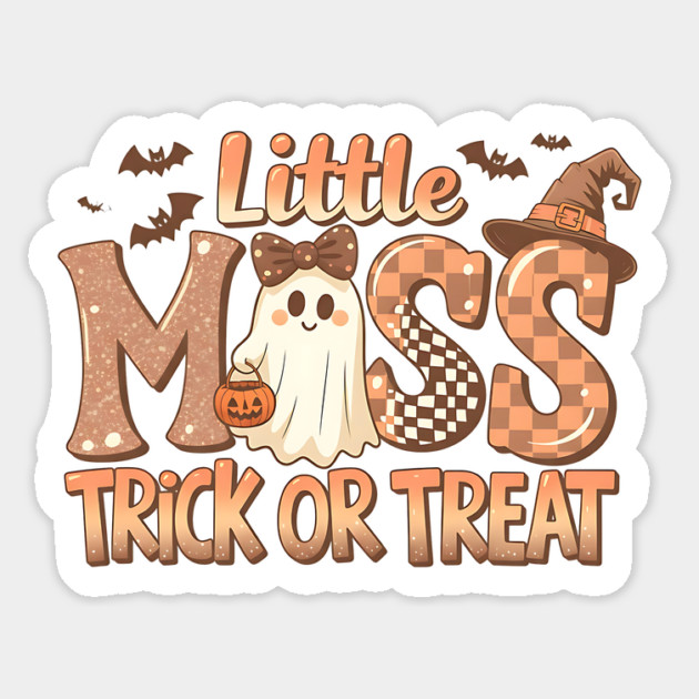 Little Miss Trick or Treat – Cute Halloween Ghost Design Sticker by Designed By Marty