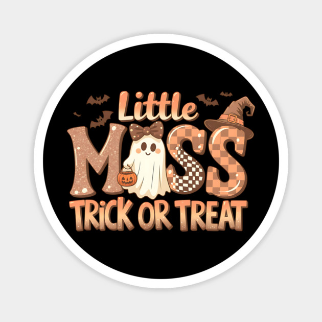 Little Miss Trick or Treat – Cute Halloween Ghost Design Magnet by Designed By Marty