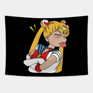 Sailor Moon Funny Face Design Tapestry