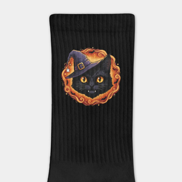 Halloween Cat Wearing a Witch Hat by Cool Monkey Designs