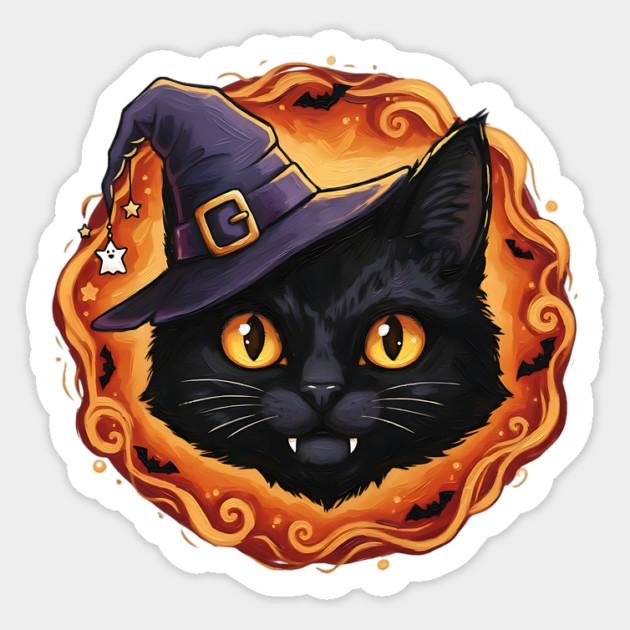 Halloween Cat Wearing a Witch Hat Magnet by Cool Monkey Designs