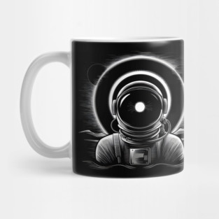 Astronaut Eclipse Black and White Space Artwork Sci-Fi Gift Mug