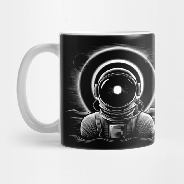 Astronaut Eclipse Black and White Space Artwork Sci-Fi Gift by MakerMind8.2