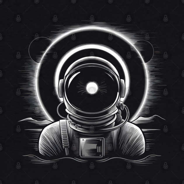 Astronaut Eclipse Black and White Space Artwork Sci-Fi Gift by MakerMind8.2
