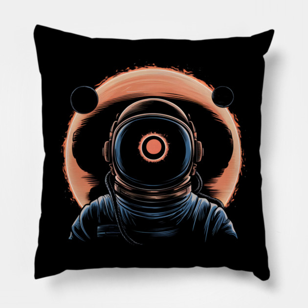 Astronaut Eclipse Space Artwork Cosmic Sci-Fi Gift Graphic Pillow by MakerMind8.2