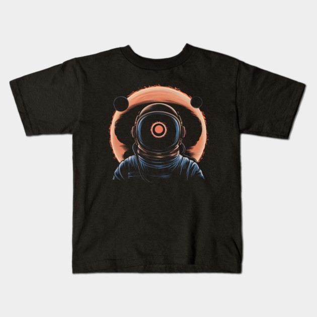 Astronaut Eclipse Space Artwork Cosmic Sci-Fi Gift Graphic Kids T-Shirt by MakerMind8.2