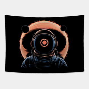 Astronaut Eclipse Space Artwork Cosmic Sci-Fi Gift Graphic Tapestry
